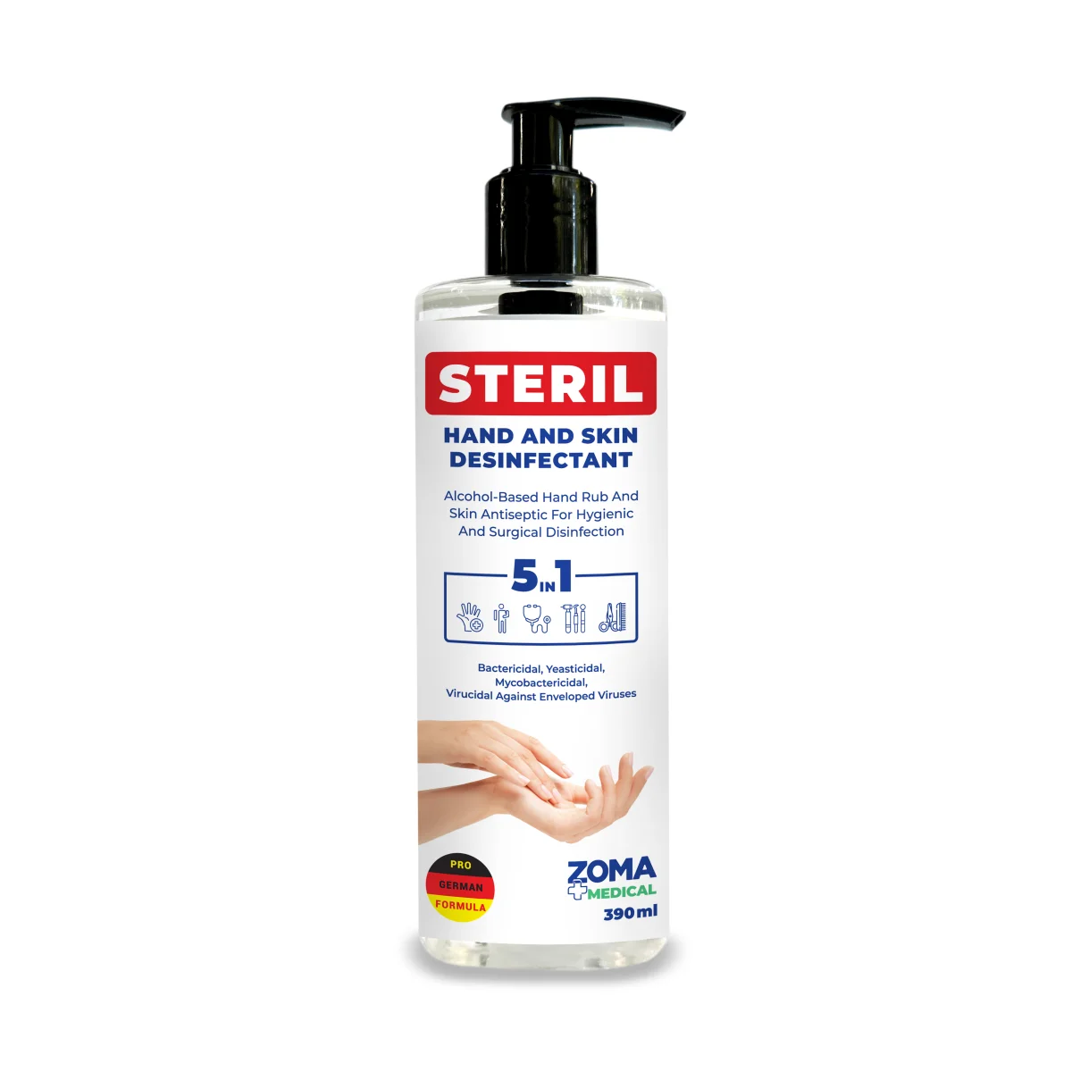SM0400 - Zoma Steril - ხელის და კანის სადეზინფექციო საშუალება - 390მლ